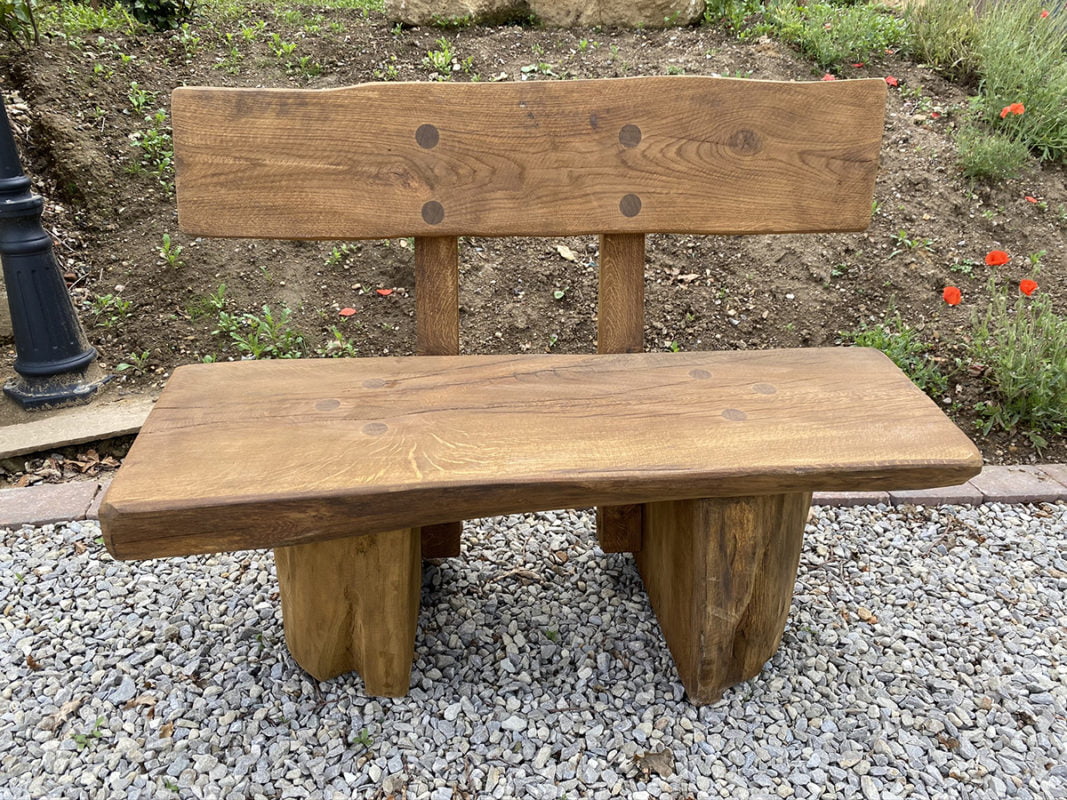 15m Sraight Solid Oak Rustic Garden Bench 7531